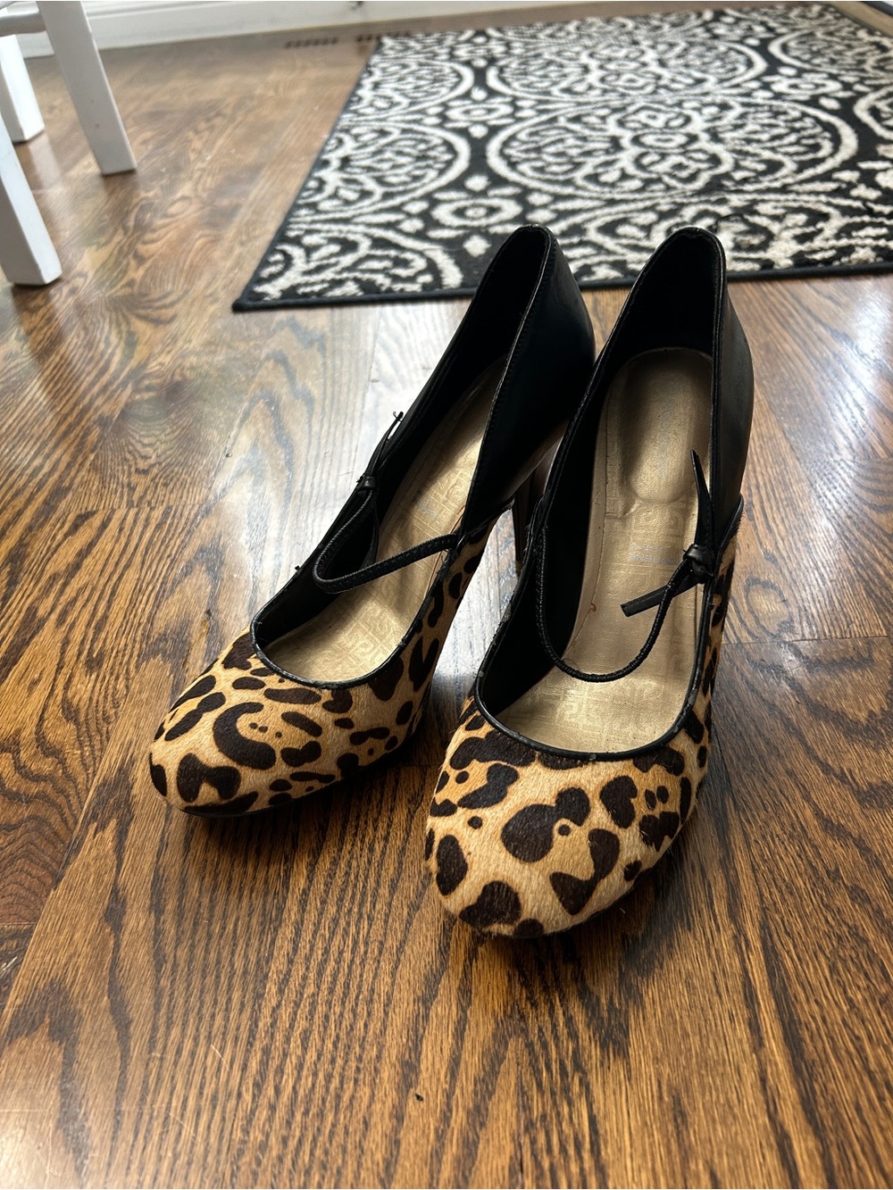 Rockport Leopard Print Mary Jane Heels in Brown and Black